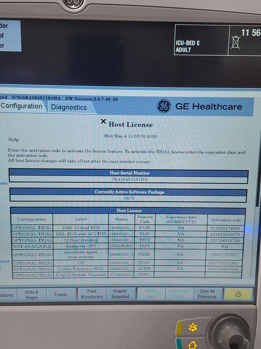 GE Healthcare Carescape B650 Critical Care Patient Monitor