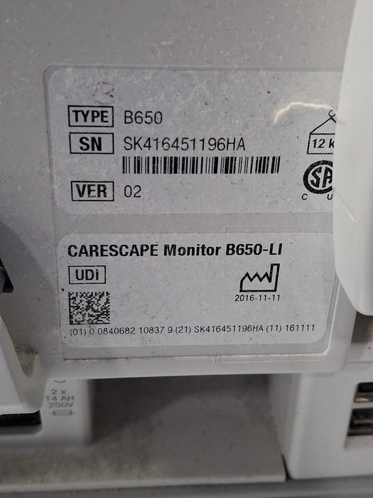 GE Healthcare GE Healthcare Carescape B650 Critical Care Patient Monitor Patient Monitors reLink Online