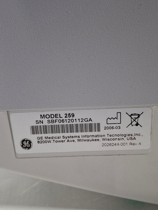 GE Healthcare Corometrics 250cx Series Model 259cx Fetal Monitor