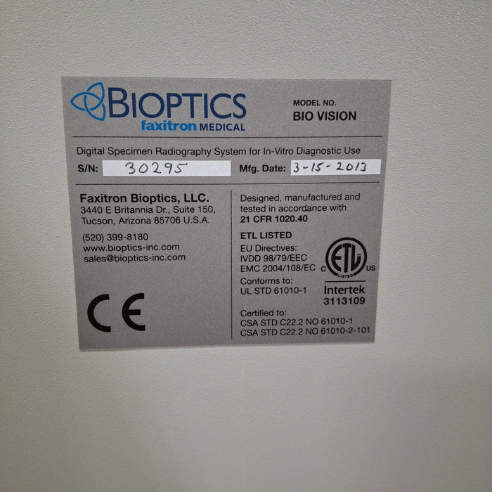 Faxitron Bioptics, LLC Faxitron Bioptics, LLC BioVision Digital Biopsy System X-Ray Equipment reLink Online