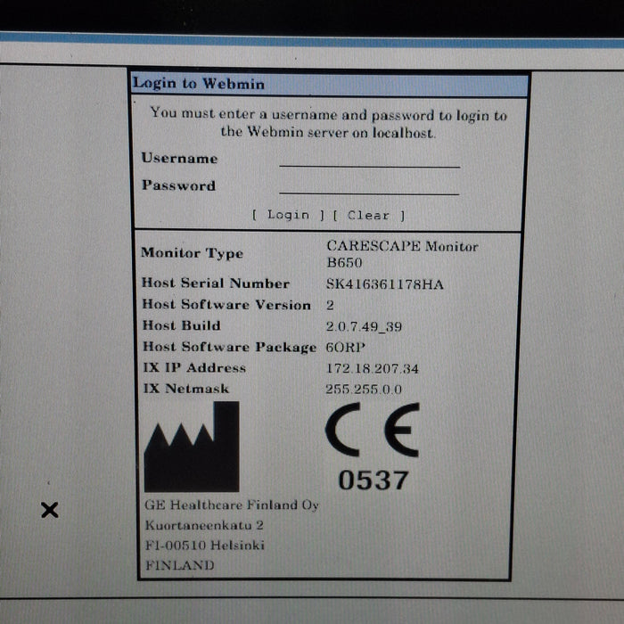 GE Healthcare Carescape B650 Anesthesia Care Patient Monitor