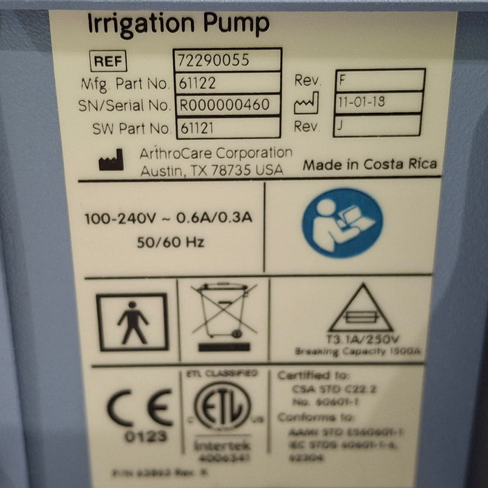 ArthroCare Corporation 72290055 Irrigation Pump