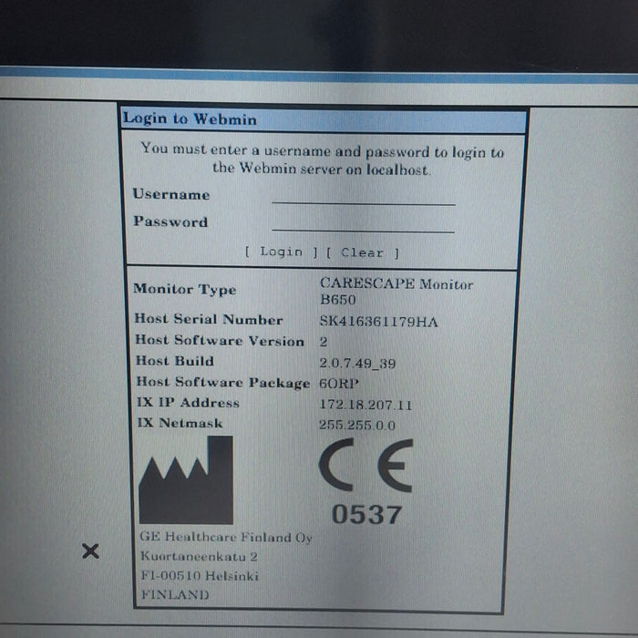 GE Healthcare Carescape B650 Anesthesia Care Patient Monitor