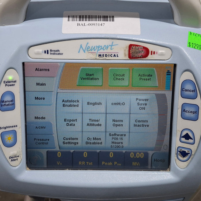 Newport Medical HT70 Plus Ventilator