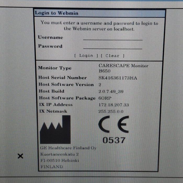 GE Healthcare Carescape B650 Anesthesia Care Patient Monitor