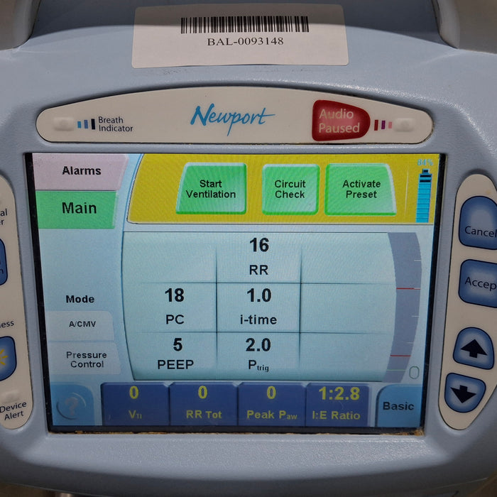 Newport Medical HT70 Plus Ventilator