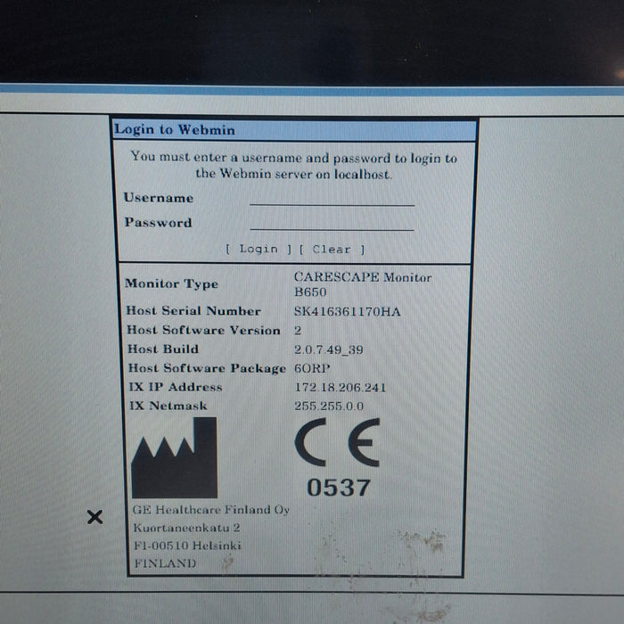GE Healthcare Carescape B650 Anesthesia Care Patient Monitor