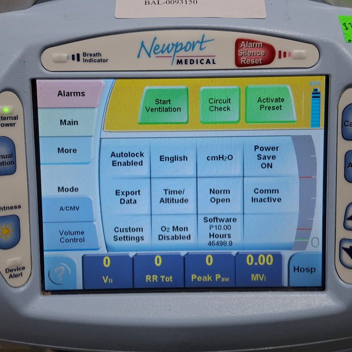 Newport Medical HT70 Plus Ventilator