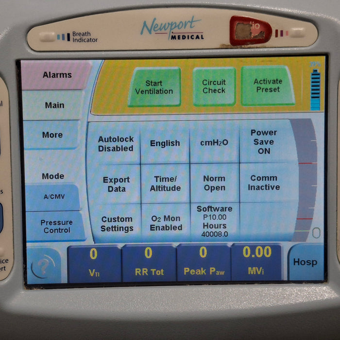Newport Medical HT70 Plus Ventilator
