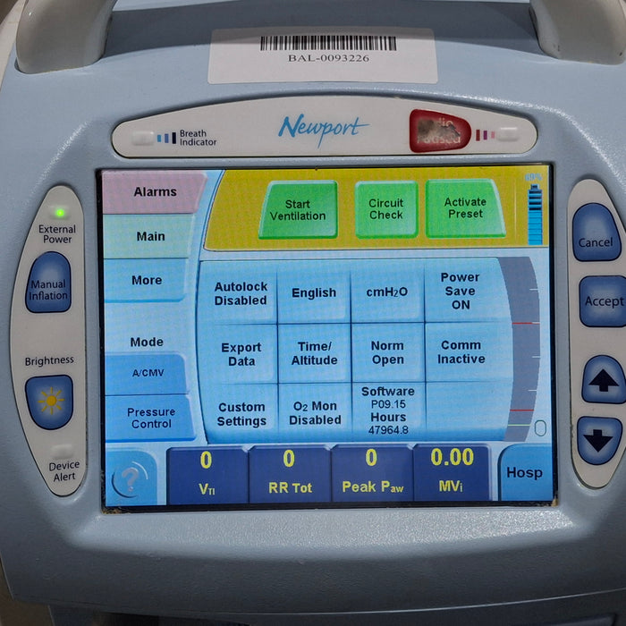 Newport Medical HT70 Plus Ventilator