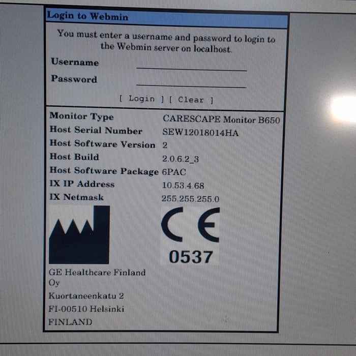 GE Healthcare Carescape B650 Post Anesthesia Care Patient Monitor