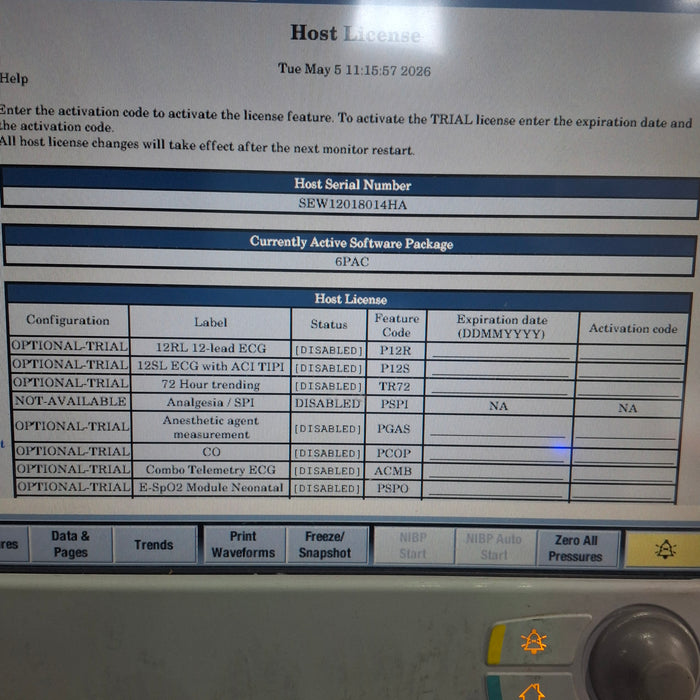 GE Healthcare Carescape B650 Post Anesthesia Care Patient Monitor