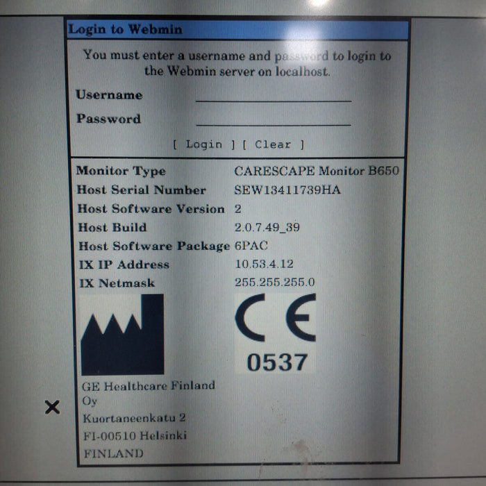GE Healthcare Carescape B650 Post Anesthesia Care Patient Monitor
