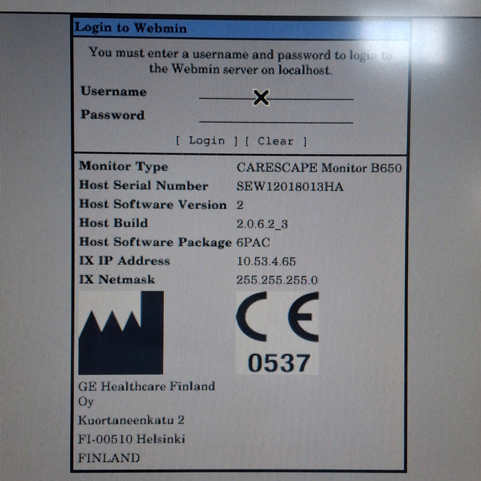 GE Healthcare Carescape B650 Post Anesthesia Care Patient Monitor