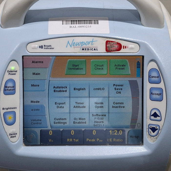 Newport Medical HT70 Plus Ventilator