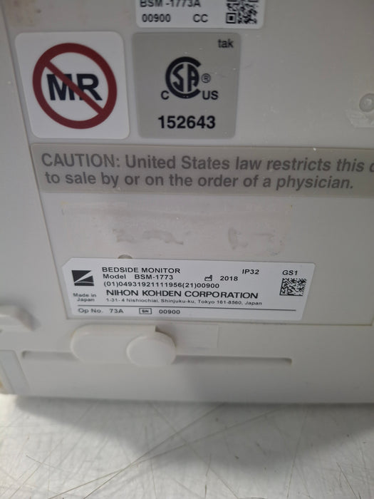 Nihon Kohden BSM-1773 Life Scope PT Transport Patient Monitor