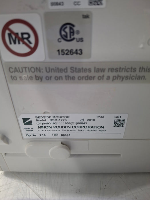 Nihon Kohden BSM-1773 Life Scope PT Transport Patient Monitor