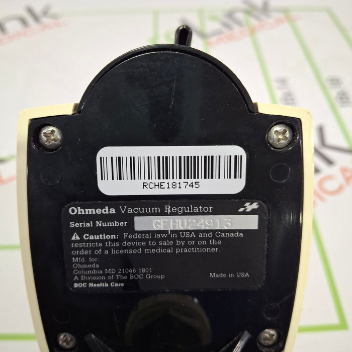 Ohmeda Medical Continuous Vacuum Regulator
