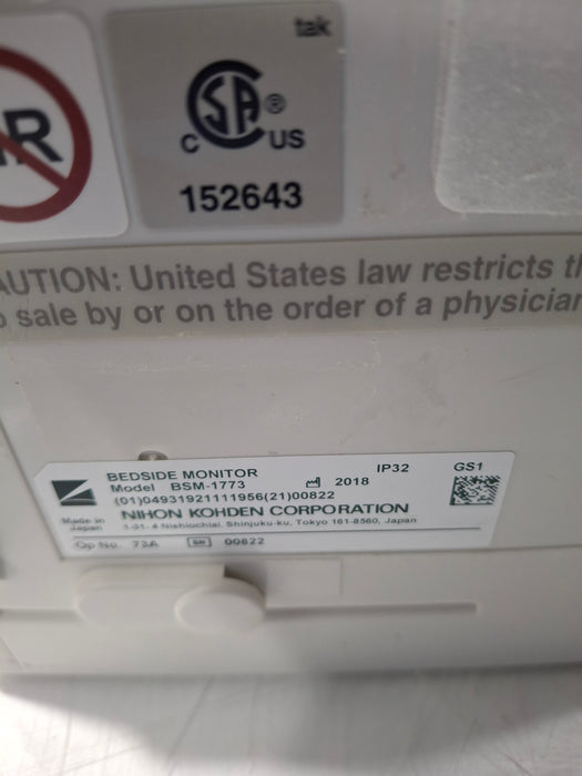 Nihon Kohden BSM-1773 Life Scope PT Transport Patient Monitor