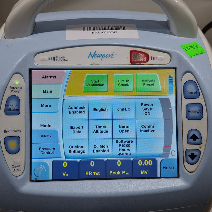 Newport Medical HT70 Plus Ventilator