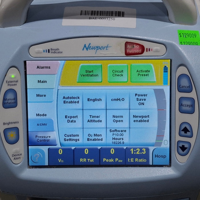Newport Medical HT70 Plus Ventilator