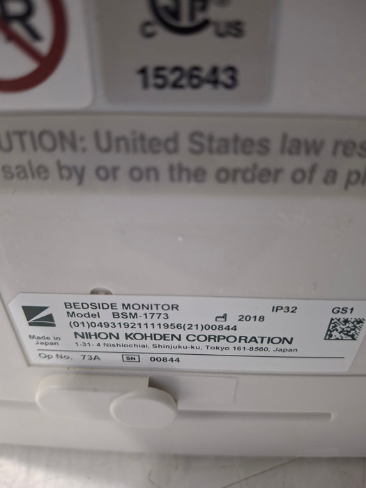 Nihon Kohden BSM-1773 Life Scope PT Transport Patient Monitor