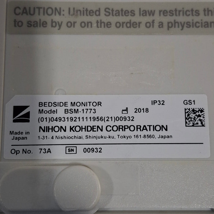 Nihon Kohden BSM-1773 Life Scope PT Transport Patient Monitor