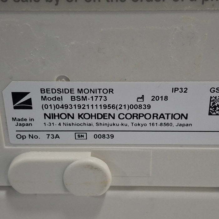 Nihon Kohden BSM-1773 Life Scope PT Transport Patient Monitor