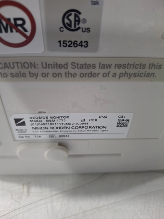Nihon Kohden BSM-1773 Life Scope PT Transport Patient Monitor