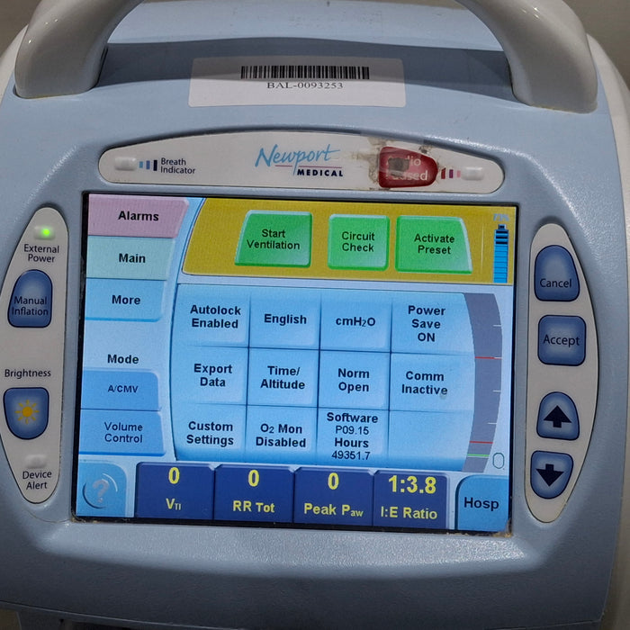 Newport Medical HT70 Plus Ventilator