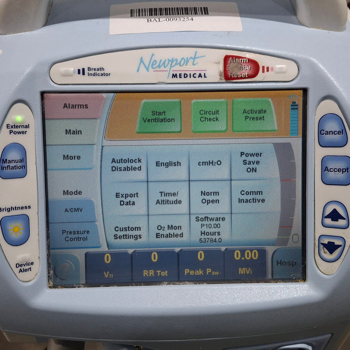 Newport Medical HT70 Plus Ventilator