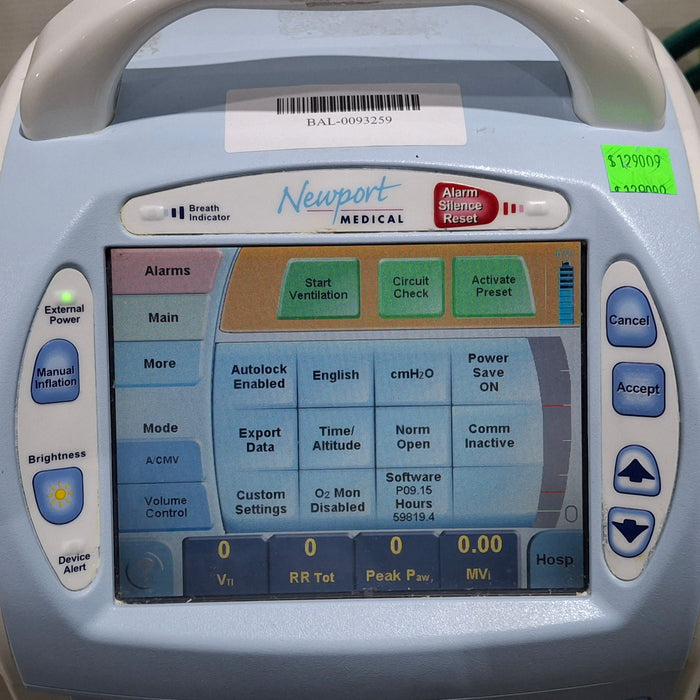Newport Medical HT70 Plus Ventilator