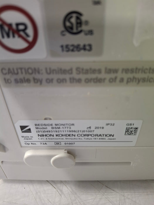 Nihon Kohden BSM-1773 Life Scope PT Transport Patient Monitor