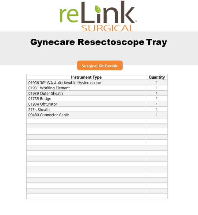Gynecare Resectoscope Set