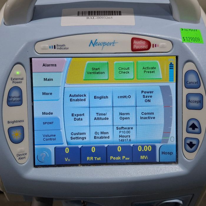Newport Medical HT70 Plus Ventilator