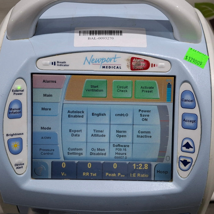 Newport Medical HT70 Plus Ventilator