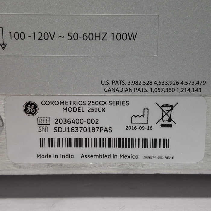 GE Healthcare Corometrics 250cx Series Model 259cx Fetal Monitor