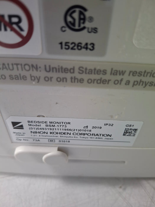 Nihon Kohden BSM-1773 Life Scope PT Transport Patient Monitor