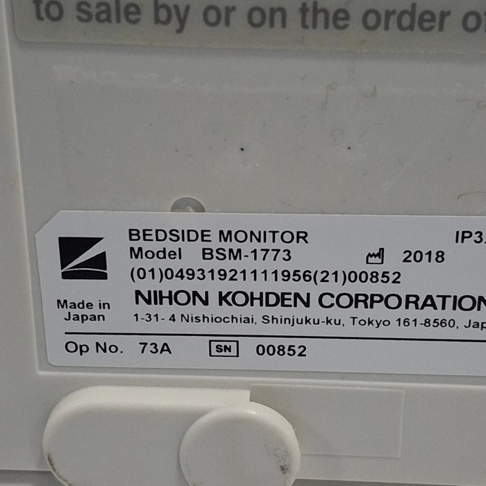 Nihon Kohden BSM-1773 Life Scope PT Transport Patient Monitor