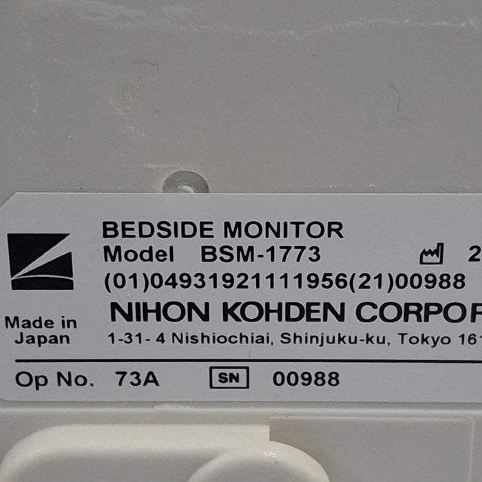 Nihon Kohden BSM-1773 Life Scope PT Transport Patient Monitor
