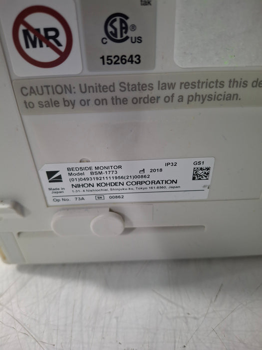 Nihon Kohden BSM-1773 Life Scope PT Transport Patient Monitor