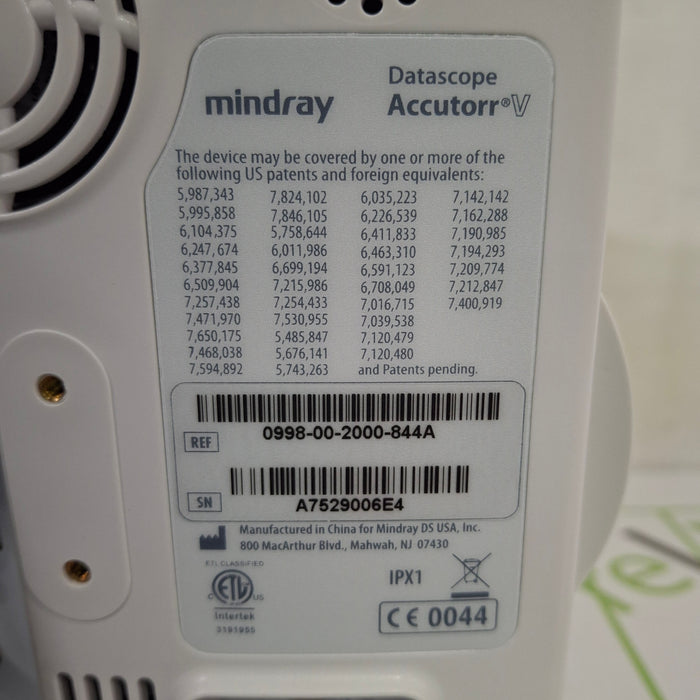 Mindray Datascope Accutorr V Vital Signs Monitor
