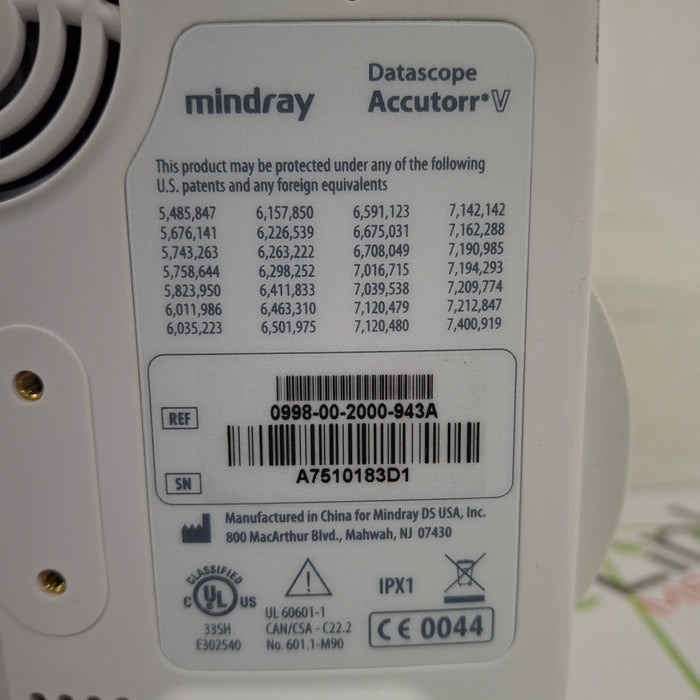 Mindray Datascope Accutorr V Vital Signs Monitor