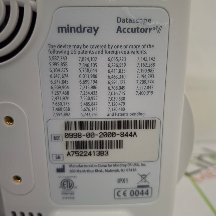 Mindray Datascope Accutorr V Vital Signs Monitor