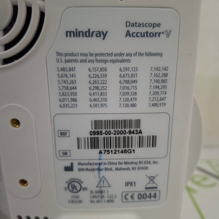 Mindray Datascope Accutorr V Vital Signs Monitor