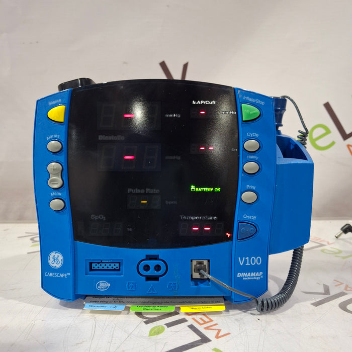 GE Healthcare Dinamap V100 - NIBP, SpO2, Temp Vital Signs Monitor