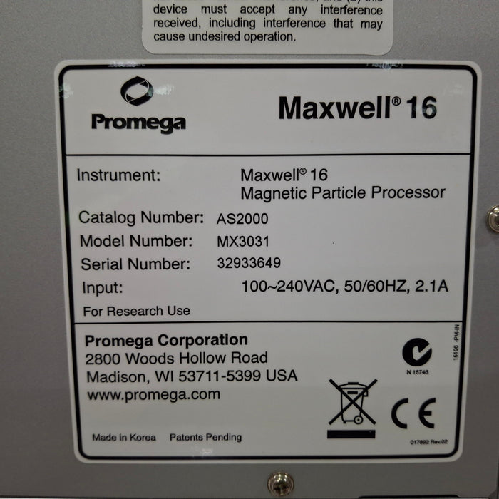 Promega Maxwell 16 Magnetic Particle Processor
