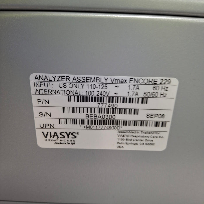 Viasys Healthcare Viasys Healthcare Vmax Encore 229 Pumonary Analyzer Respiratory reLink Online