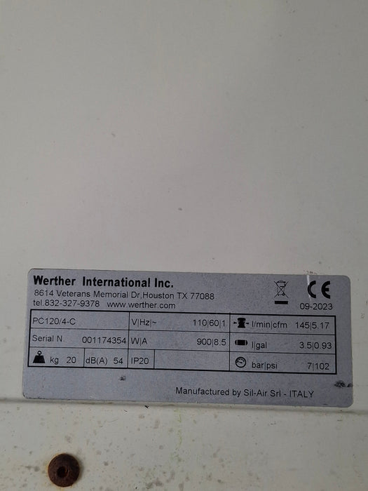 Werther International PC120/4-C 110V Ultra-Quiet Oilless Air Compressor