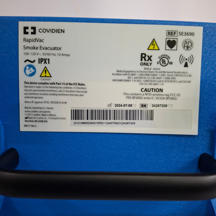 Covidien RapidVac SE3690 Smoke Evacuator